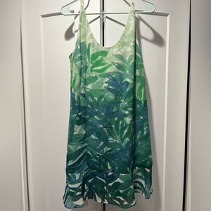 CAbi Green Leaf Pattern Mini Dress